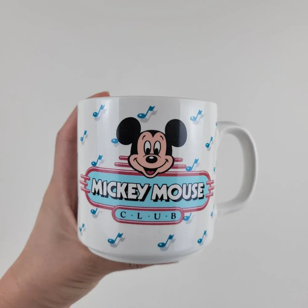 Vintage Disney Mickey Mouse Club Mug. Taiwan retro diner music notes jukebox 50s